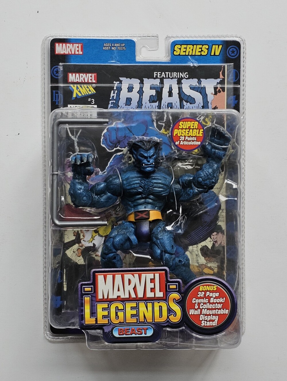Beast Marvel Legends Series IV X-Men Action Figure w/ Comic Book & Stand 2003